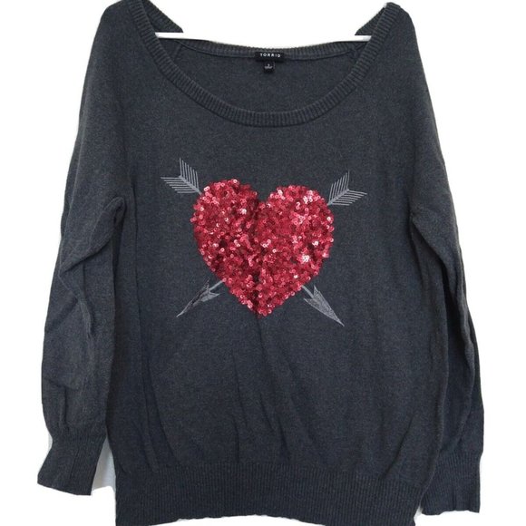 Torrid 1X Heart Bling Sweater - Picture 1 of 3